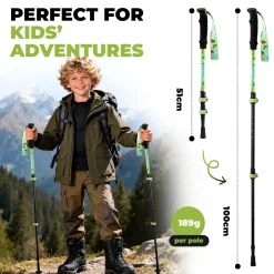 Qunature Kids Aluminum Trekking Pole with Adjustable Height