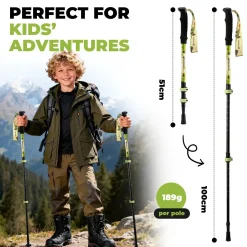 Qunature Kids Aluminum Trekking Pole with Adjustable Height