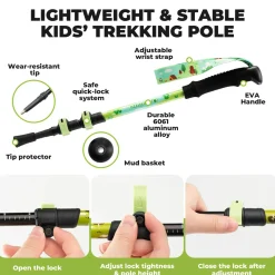 Qunature Kids Aluminum Trekking Pole with Adjustable Height
