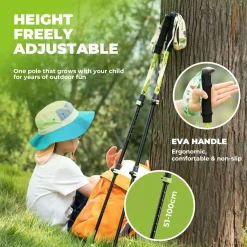 Qunature Kids Aluminum Trekking Pole with Adjustable Height
