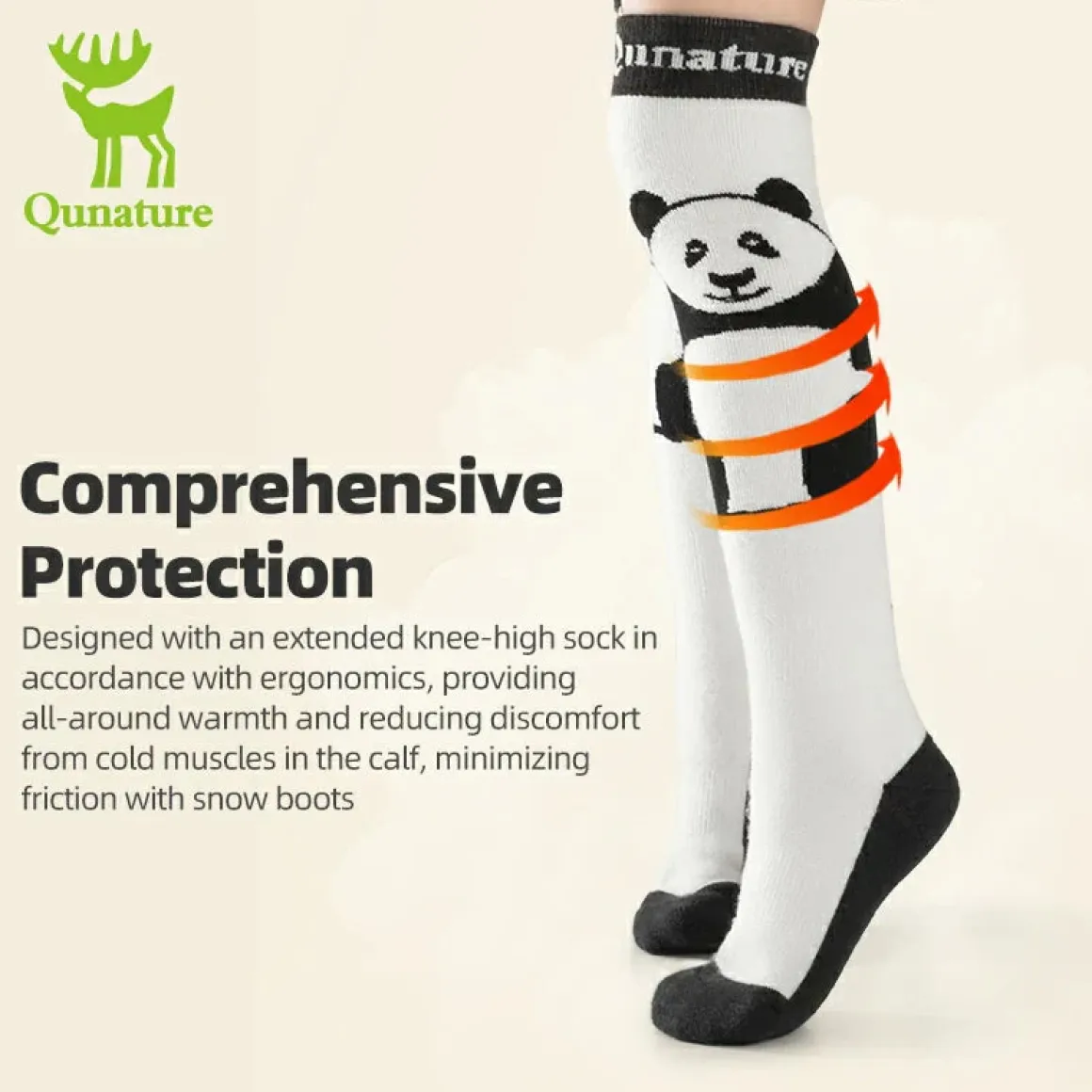 Qunature Kids Panda Ski Socks | Heat Retaining Winter Warmth