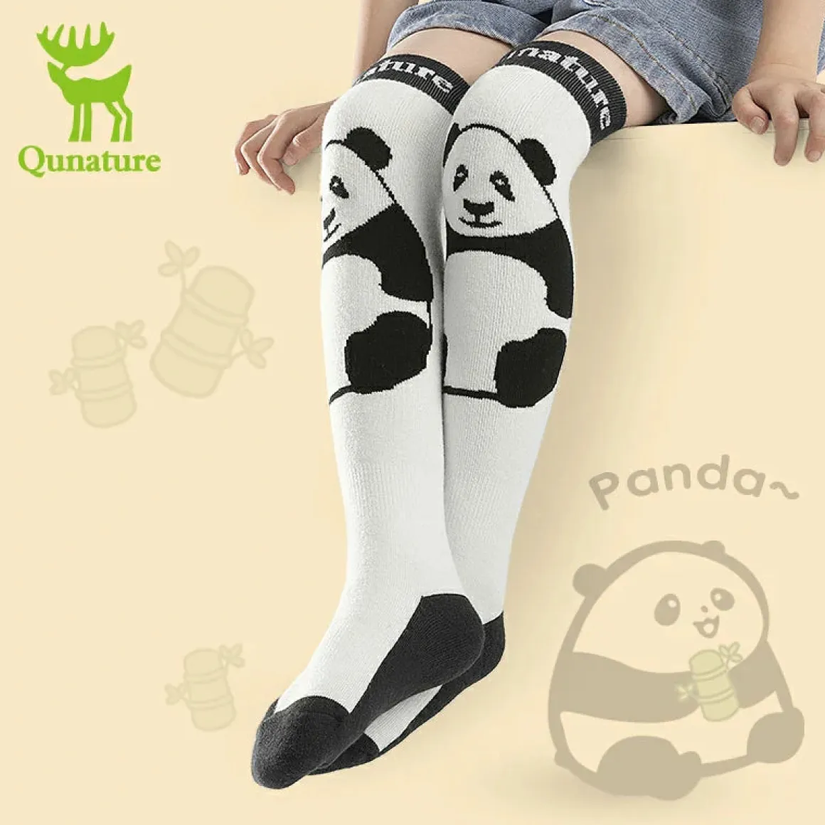 Qunature Kids Panda Ski Socks | Heat Retaining Winter Warmth