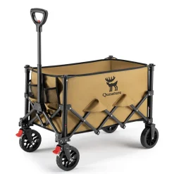 Qunature 220lbs Foldable Utility Wagon Cart with 360° Swivel Wheels