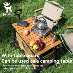 Qunature 220lbs Foldable Utility Wagon Cart with 360° Swivel Wheels