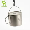 Qunature 1100ml Pure Titanium Camping Cup with Foldable Handle Lightweight