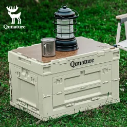 Qunature Outdoor Folding Storage Box with Multi-Door Design and Tabletop Option