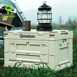 Qunature Outdoor Folding Storage Box with Multi-Door Design and Tabletop Option