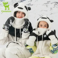 Qunature Panda Ski Gloves | Secure Grip & Warmth for Families