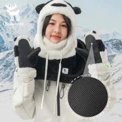 Qunature Panda Ski Gloves | Secure Grip & Warmth for Families