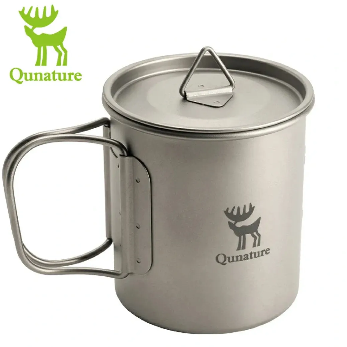 Qunature Pure Titanium Folding Mug Lightweight Durable with Lid for Outdoor Camping