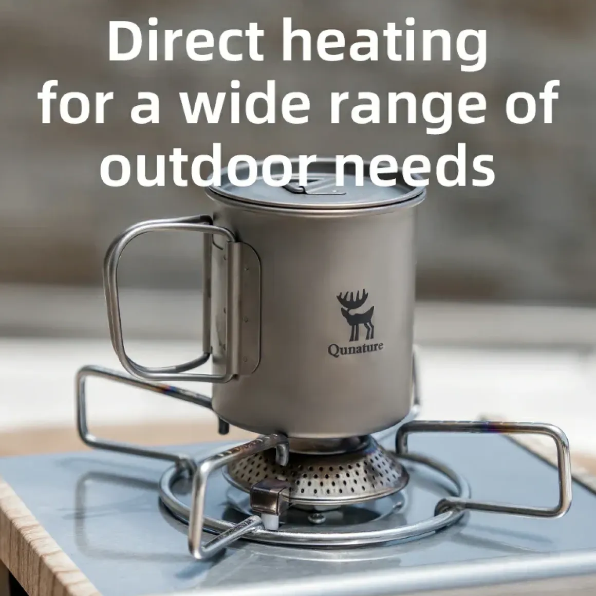 Qunature Pure Titanium Folding Mug Lightweight Durable with Lid for Outdoor Camping