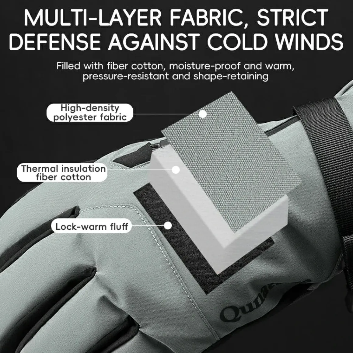 Qunature Ski Gloves Multi-Fabric, Touchscreen, Warmth Lock