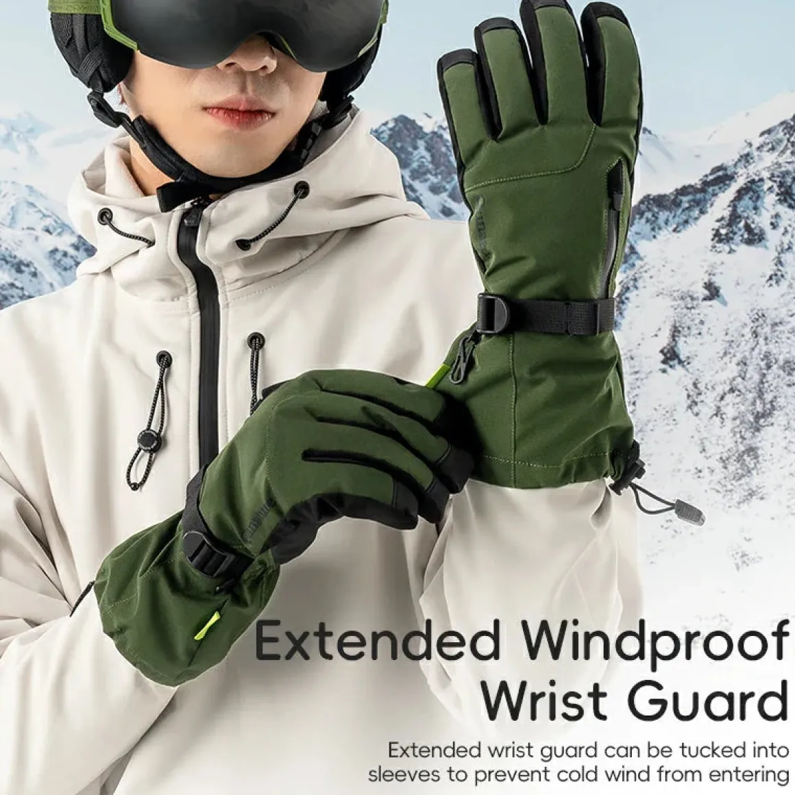 Qunature Ski Gloves Multi-Fabric, Touchscreen, Warmth Lock