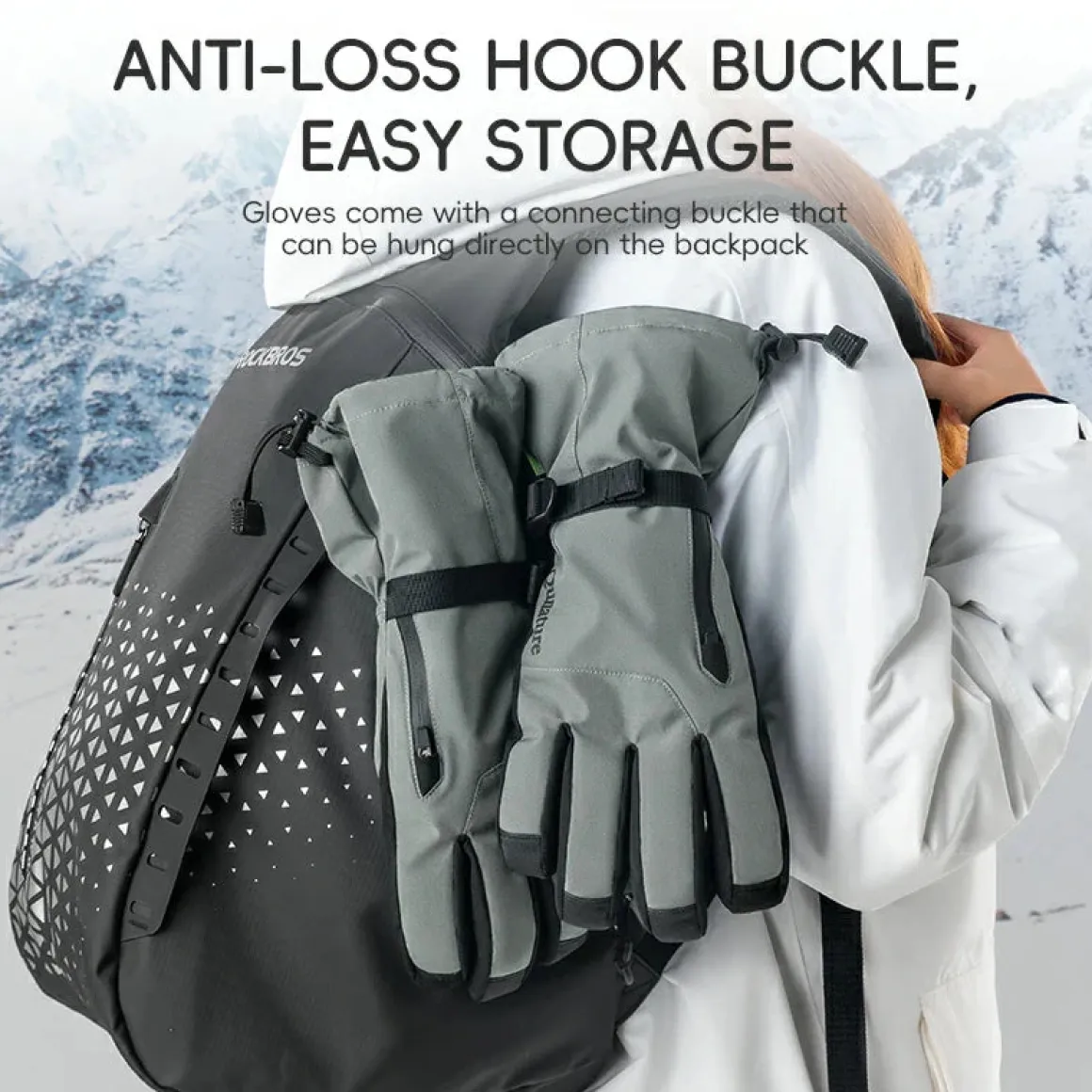 Qunature Ski Gloves Multi-Fabric, Touchscreen, Warmth Lock
