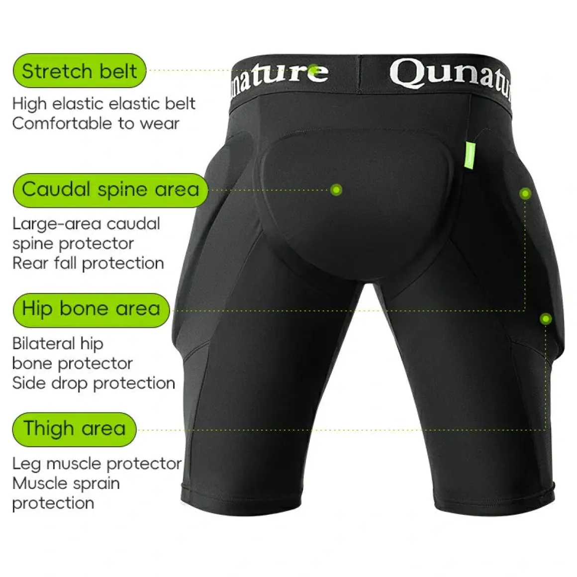 Qunature Ski Hip Protection Pants | EVA Cushioned for Maximum Safety
