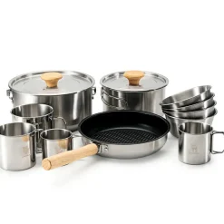 Qunature 304 Stainless Steel 5-Piece Camping Cookware Set with Teflon Coating