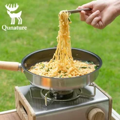 Qunature 304 Stainless Steel 5-Piece Camping Cookware Set with Teflon Coating