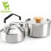 Qunature Stainless Steel Tea Set with Foldable Pot and Kettle for Outdoor Adventures