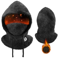 Qunature Thermal Fleece Helmet Liner – Windproof Balaclava Hood for Skiing and Winter Sports
