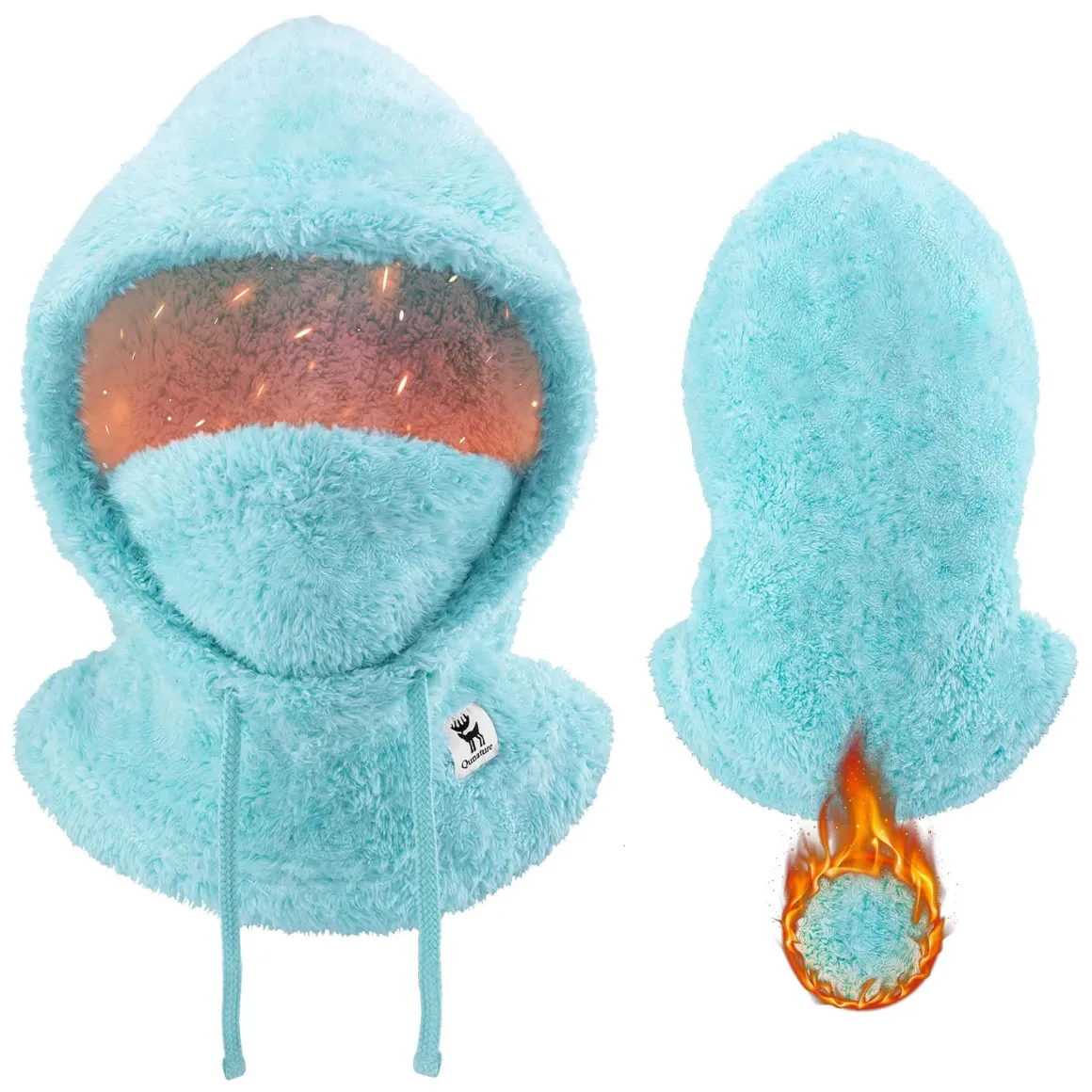 Qunature Thermal Fleece Helmet Liner – Windproof Balaclava Hood for Skiing and Winter Sports