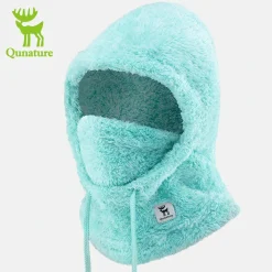 Qunature Thermal Fleece Helmet Liner – Windproof Balaclava Hood for Skiing and Winter Sports