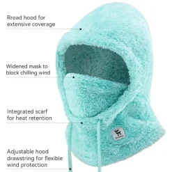 Qunature Thermal Fleece Helmet Liner – Windproof Balaclava Hood for Skiing and Winter Sports