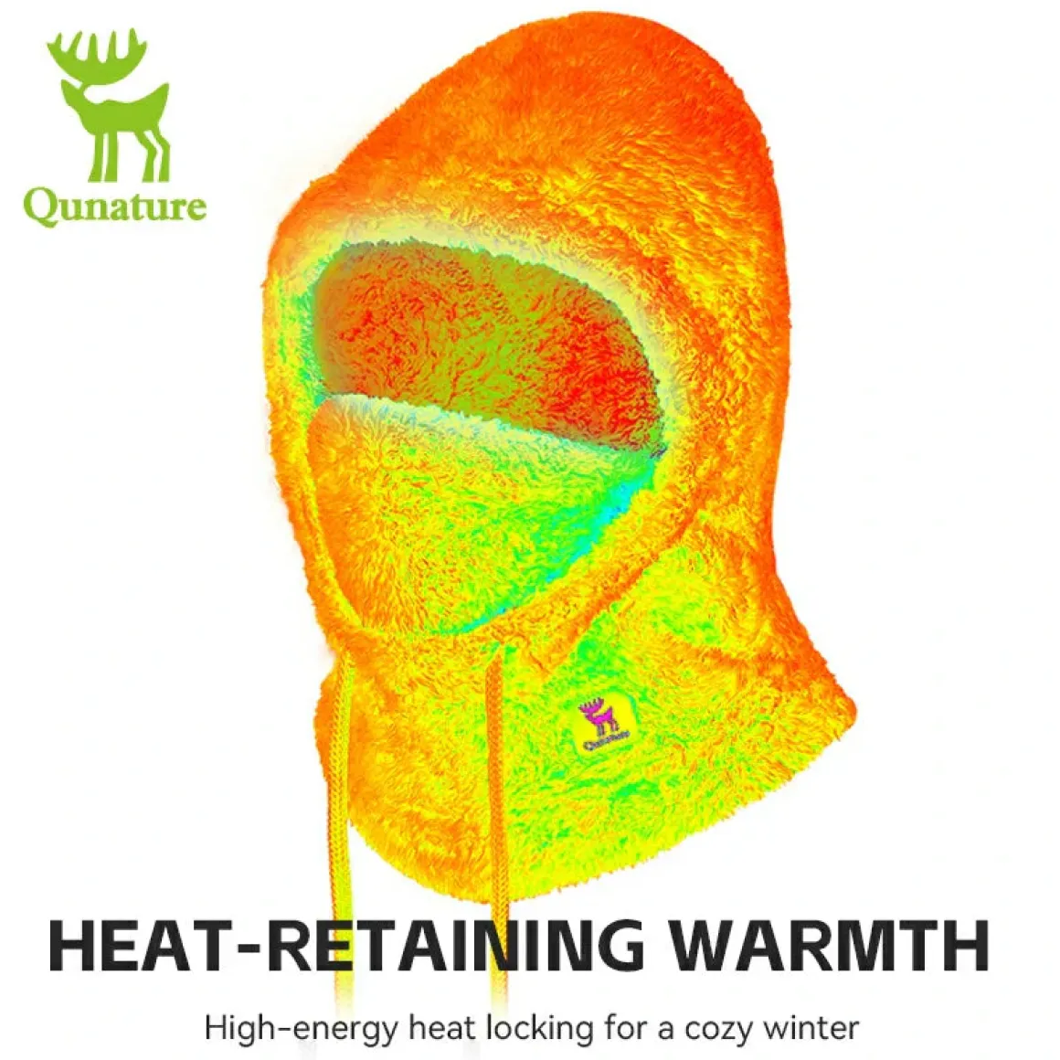 Qunature Thermal Fleece Helmet Liner – Windproof Balaclava Hood for Skiing and Winter Sports