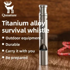 Qunature Titanium Survival Whistle 120dB Loud, Durable, Portable Outdoor Gear