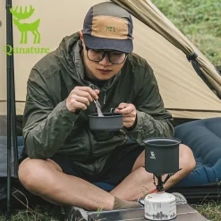 Qunature Ultra-Light Aluminum Camping Cookware Set with Nestable Design Handle