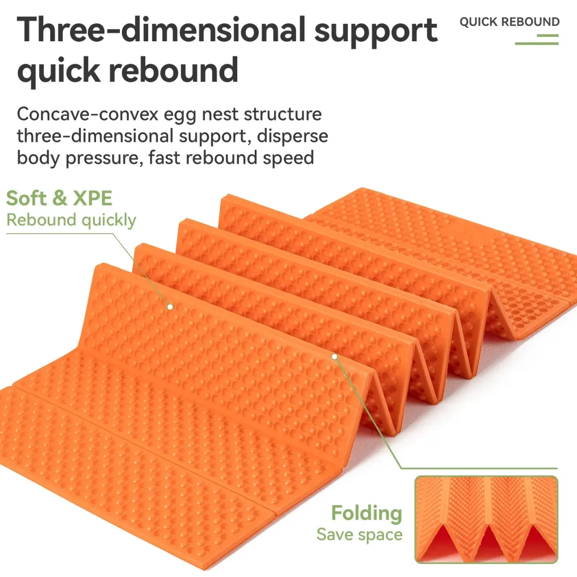 Qunature Ultralight Folding Sleeping Pad Waterproof R-Value 1.8