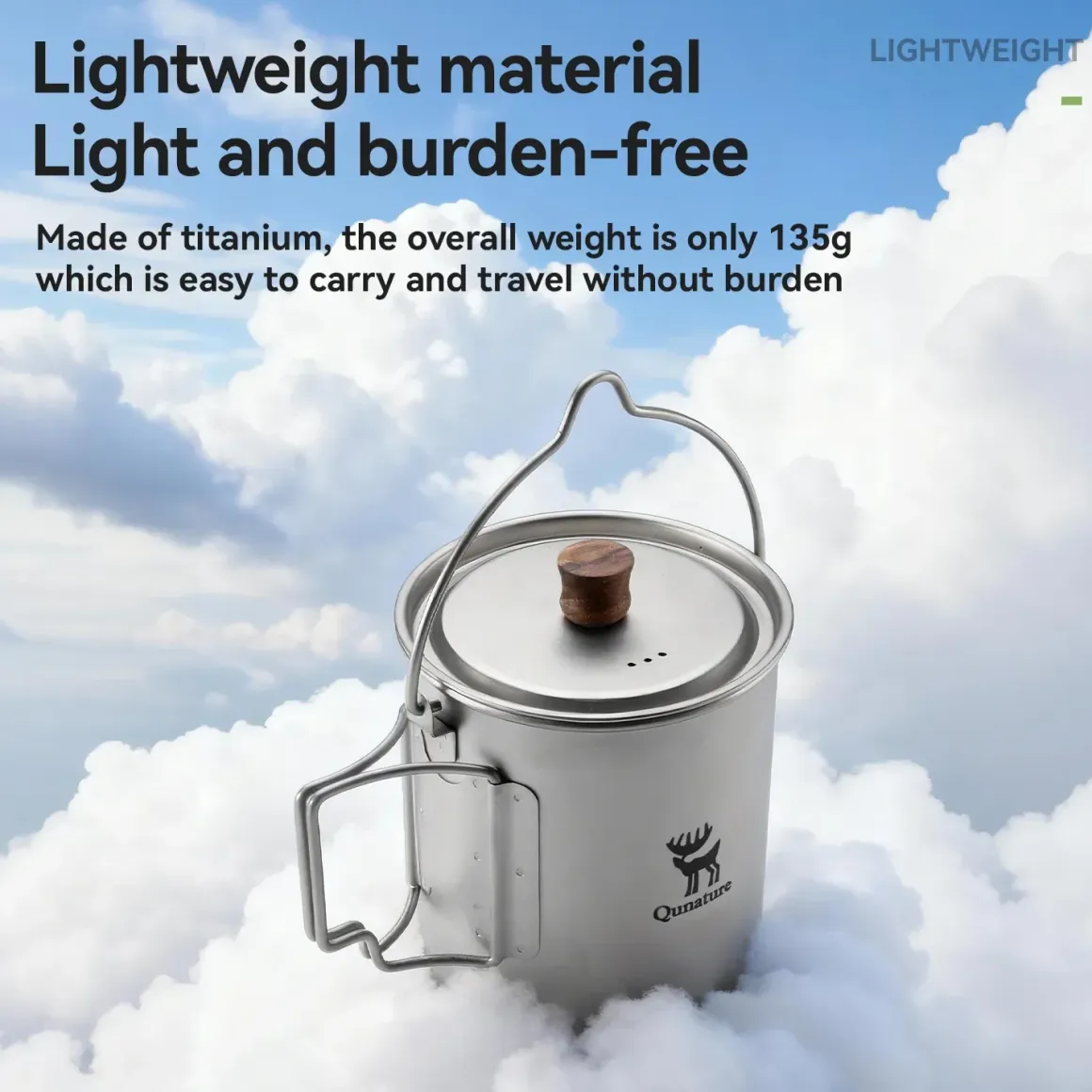 Qunature Ultralight Titanium Camping Mug 750 ml