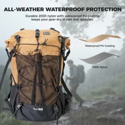 Qunature Waterproof Daypack Lightweight Hiking Backpack 30-35L