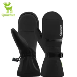 Qunature Windproof Waterproof Thermal Ski Gloves Double-Layer Insulation Touchscreen