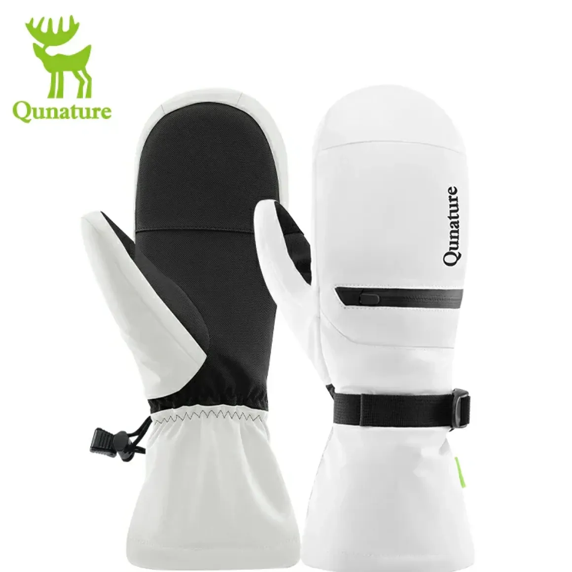 Qunature Windproof Waterproof Thermal Ski Gloves Double-Layer Insulation Touchscreen
