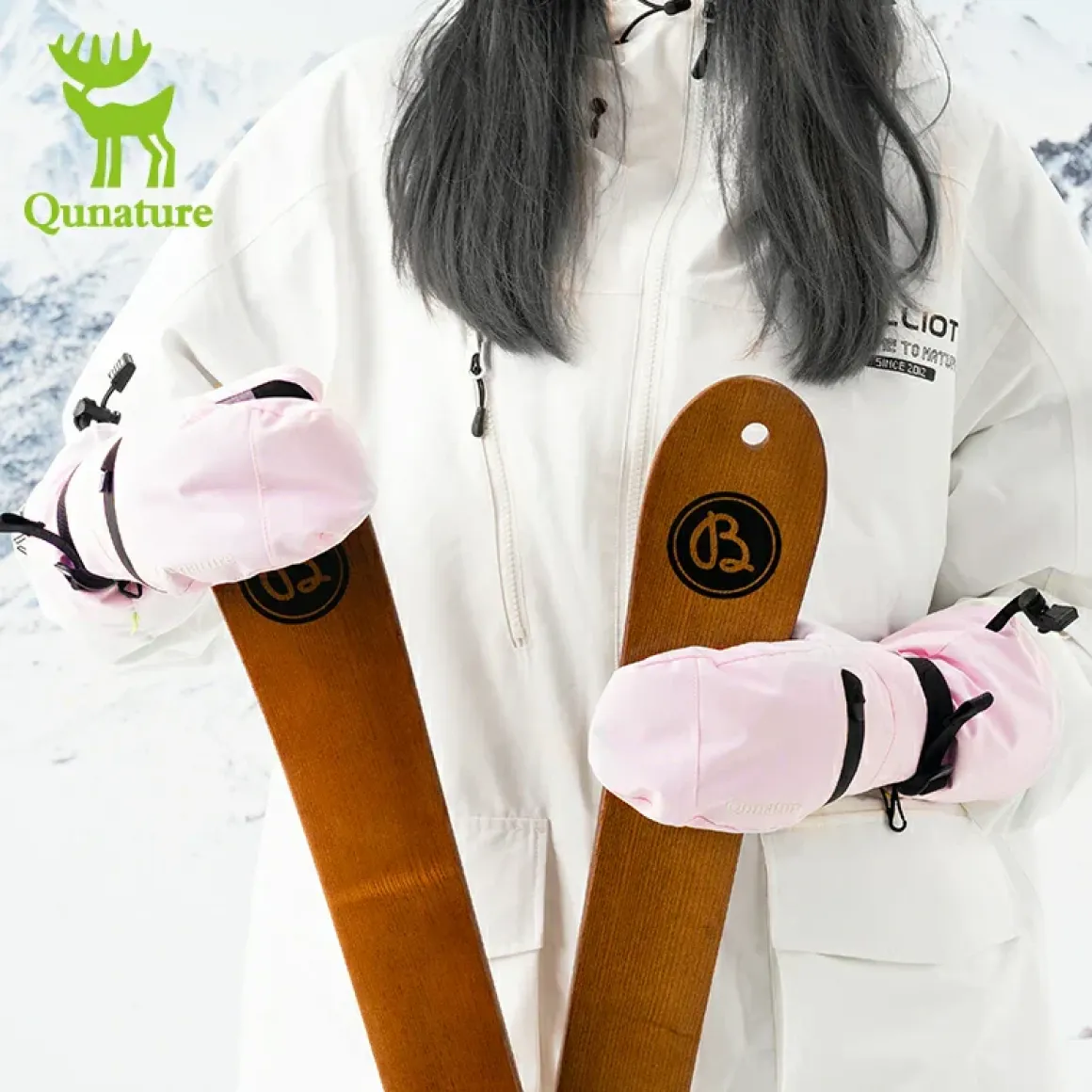 Qunature Windproof Waterproof Thermal Ski Gloves Double-Layer Insulation Touchscreen