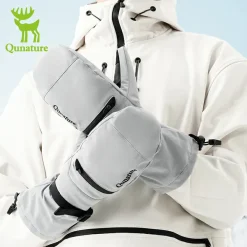 Qunature Windproof Waterproof Thermal Ski Gloves Double-Layer Insulation Touchscreen