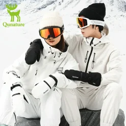Qunature Windproof Waterproof Thermal Ski Gloves Double-Layer Insulation Touchscreen