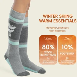 Qunature Wool Ski Socks Winter Warmth Shock Absorption for Skiing Comfort