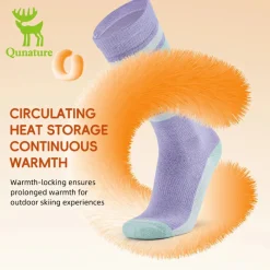 Qunature Wool Ski Socks Winter Warmth Shock Absorption for Skiing Comfort