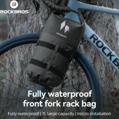 RideMate 100% Waterproof Front Fork Rack Bag 7L