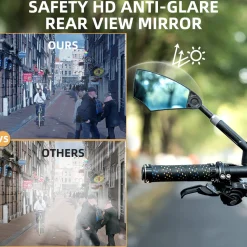 ROCKBROS 360° Adjustable Handlebar Bike Mirror with Anti-Glare Glass
