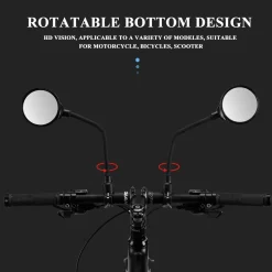ROCKBROS 360° Adjustable HD Bike Mirror, Wide Angle Convex for Men Women