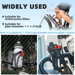 ROCKBROS Adjustable Water Bottle Holder for 2.3-3" Bottles, Bike & Motorcycle Mount