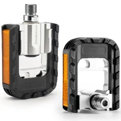 ROCKBROS Aluminum Alloy Foldable Bike Pedals 9/16 with Lightweight Reflective Strips Non-Slip