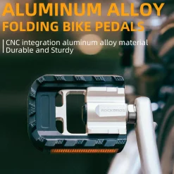 ROCKBROS Aluminum Alloy Foldable Bike Pedals 9/16 with Lightweight Reflective Strips Non-Slip