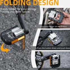 ROCKBROS Aluminum Alloy Foldable Bike Pedals 9/16 with Lightweight Reflective Strips Non-Slip