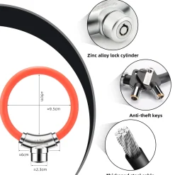 ROCKBROS Anti-Theft Bike Cable Lock Portable Key Lock Rustproof