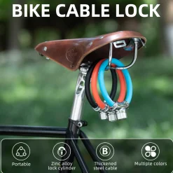 ROCKBROS Anti-Theft Bike Cable Lock Portable Key Lock Rustproof
