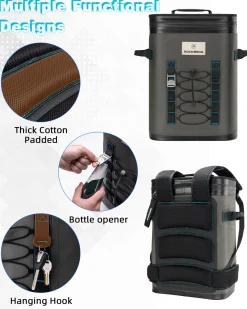 ROCKBROS Backpack Cooler 36 Can Insulated Portable Cooler Waterproof Soft Cooler