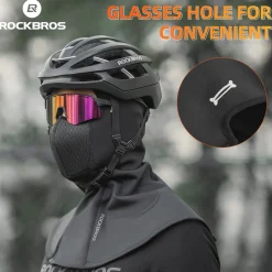ROCKBROS Balaclava Ski Mask with Zipper Waterproof Winter Fleece Hood Black